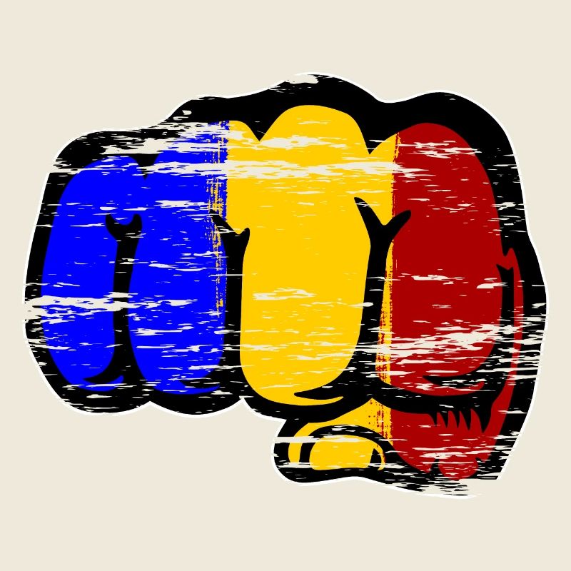 Roumanie drapeau main poing utilisé