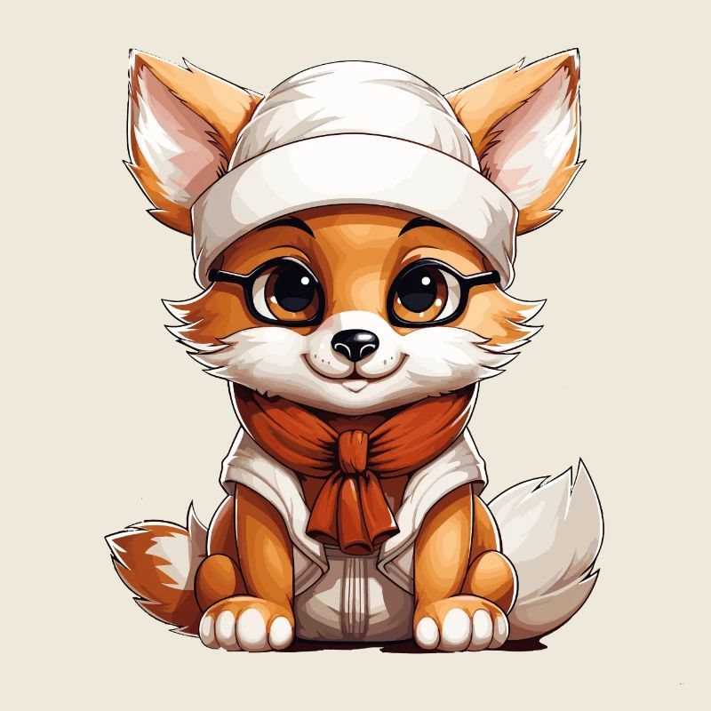 Fox Christmas Design - Kawaii Style