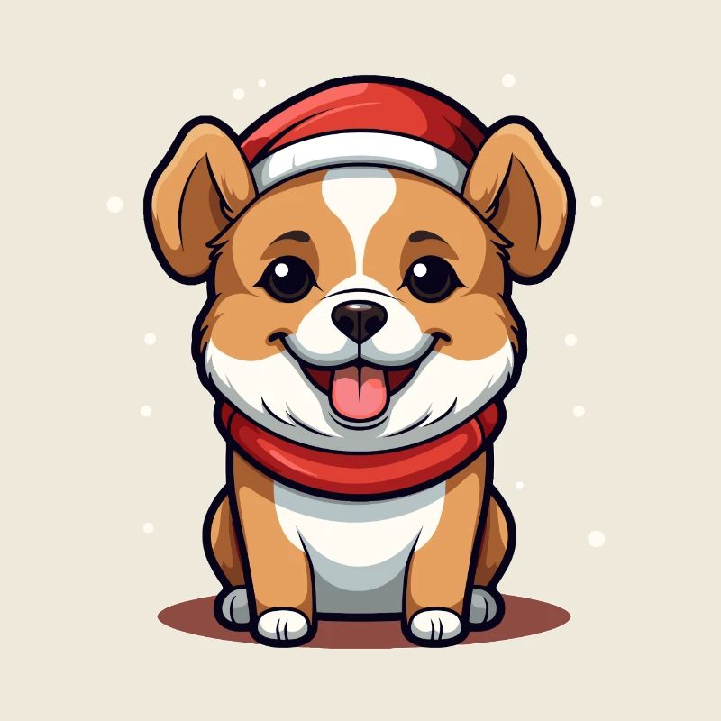 Design de Noël de chien - Style Kawaii