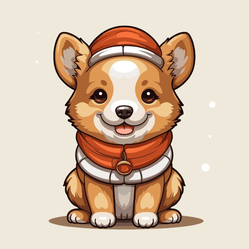Design de Noël de chien - Style Kawaii