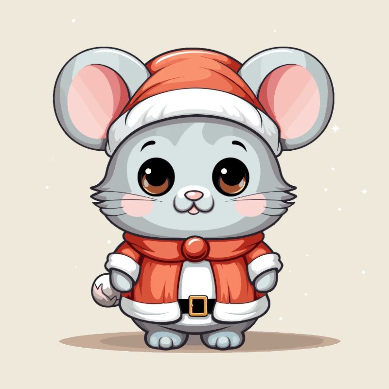 Mouse Christmas Design - Kawaii Style