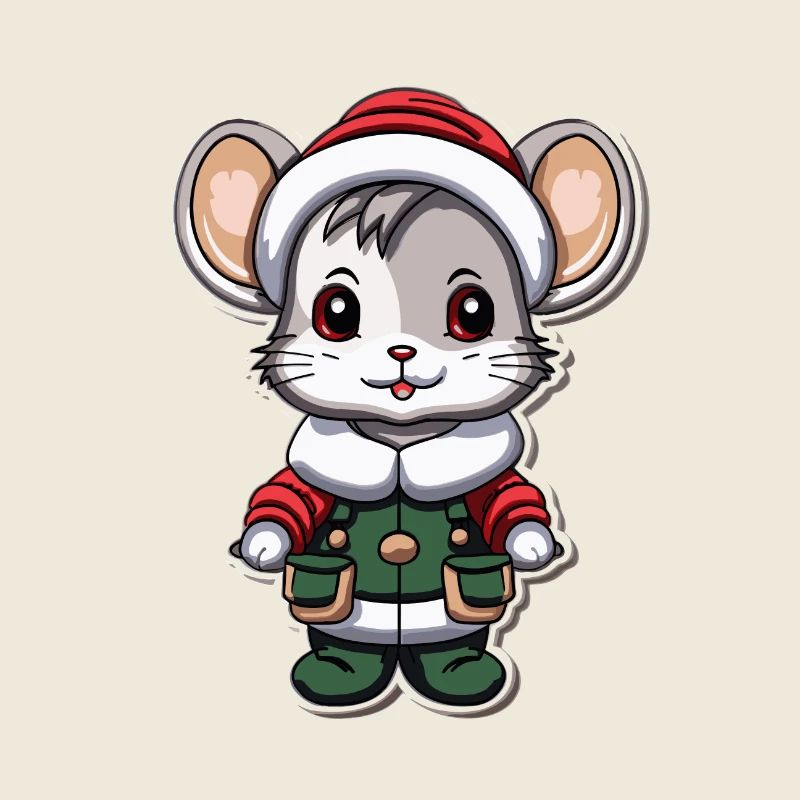 Mouse Christmas Design - Kawaii Style