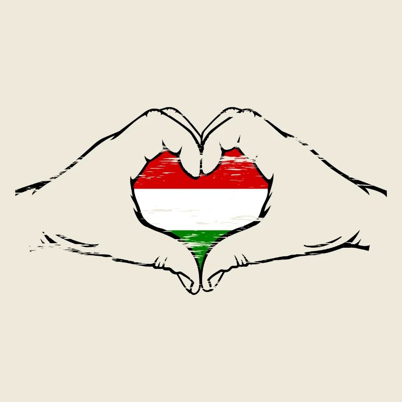 Hungary Flag Heart Shape Used