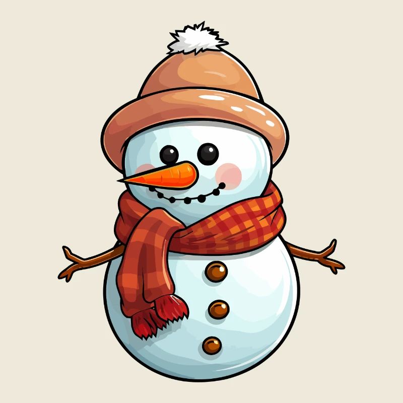 Schneemann mit Hut und Schal