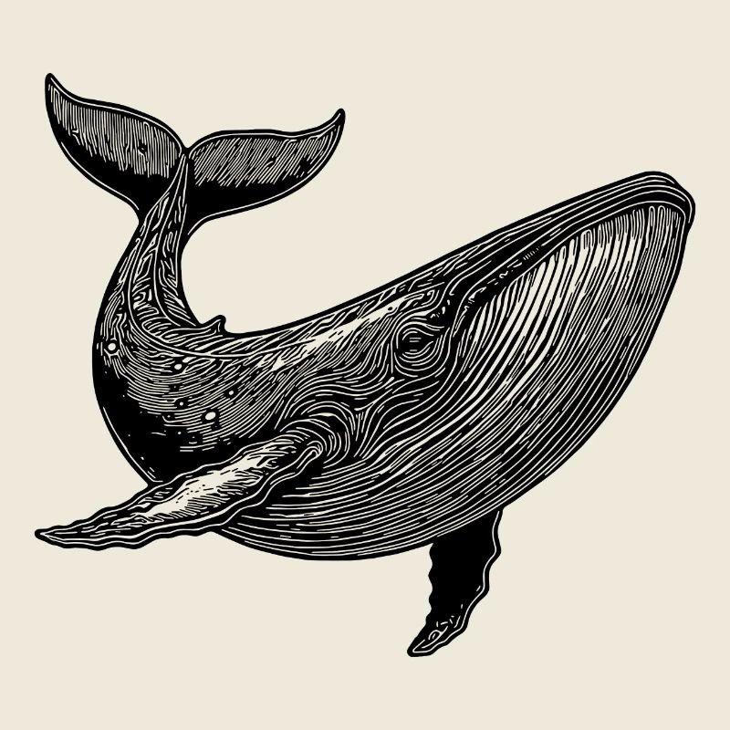 Large Vintage Whale Massive Sea Creature