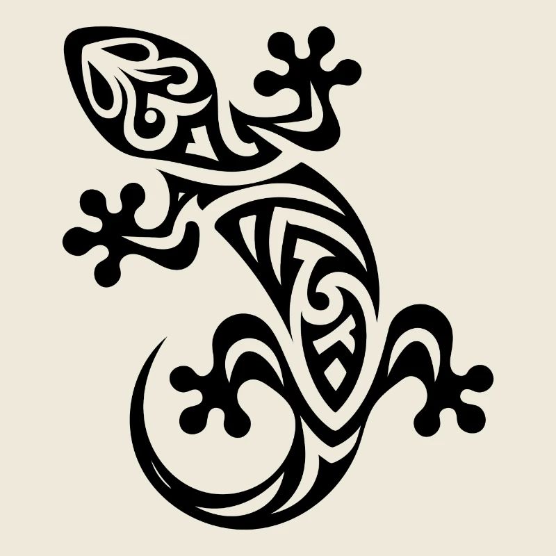 Petit gecko dans le style de tatouage tribal