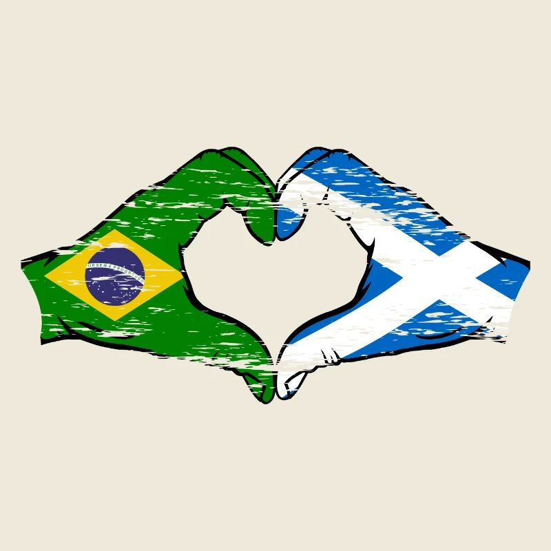 Brésil Ecosse drapeau mains forme de coeur utilisé