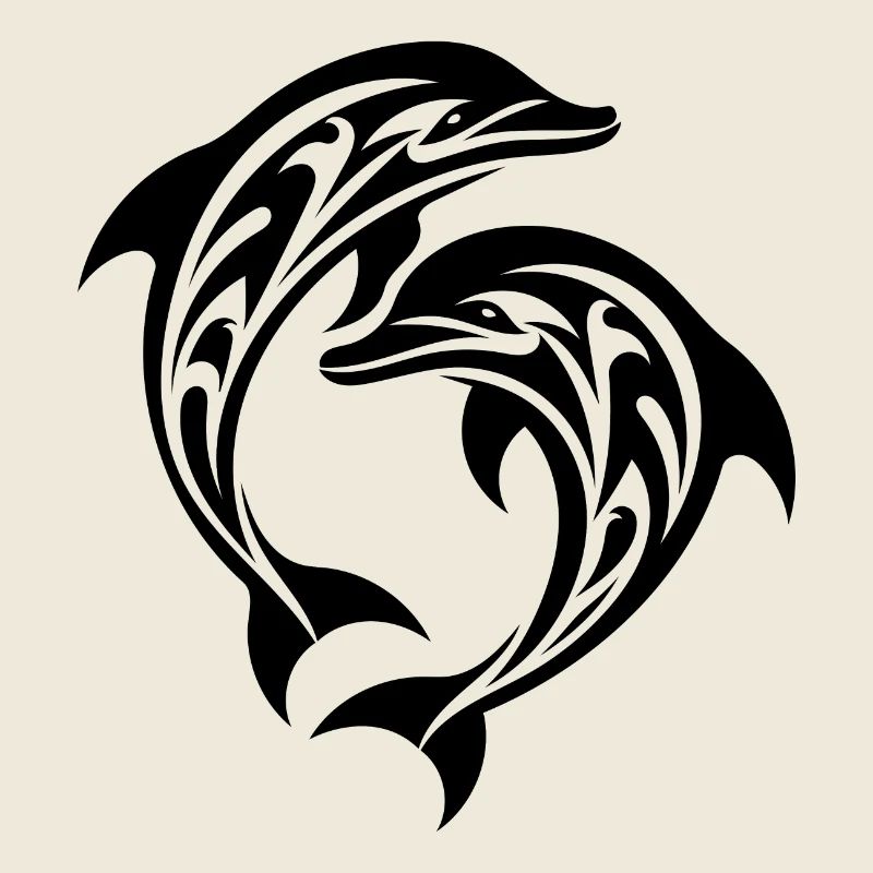 Tribal Tattoo Jumping Dolphins