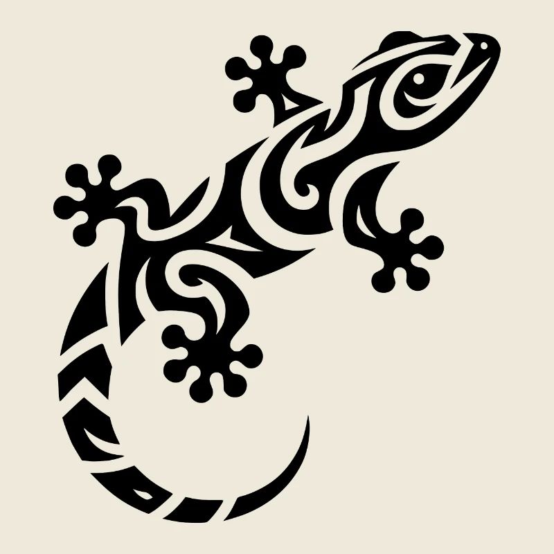 Petit gecko mignon dans le style de tatouage tribal