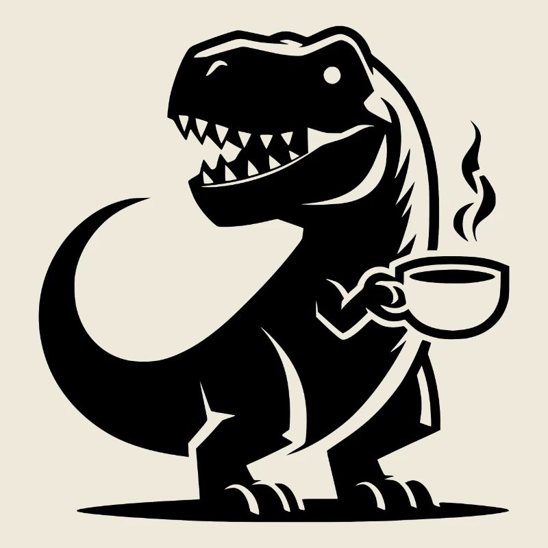 Caffeine Dinosaur T-Rex with Coffee Cup