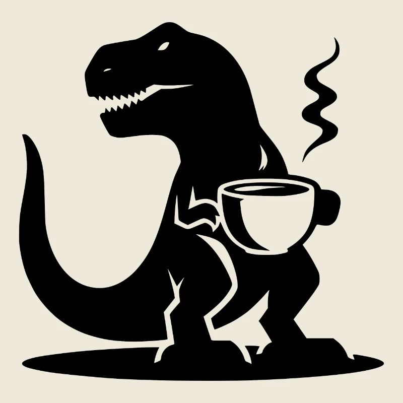 T-Rex with Coffee Cup Evil Caffeine Dinosaur