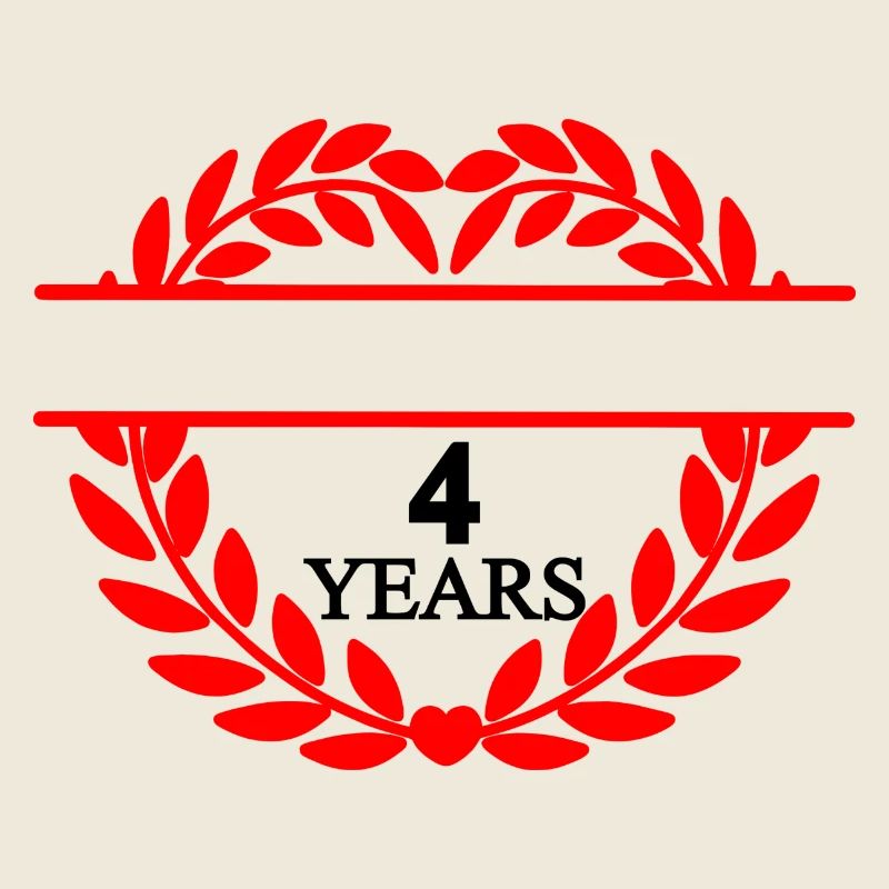 Banner name four years, heart laurel wreath