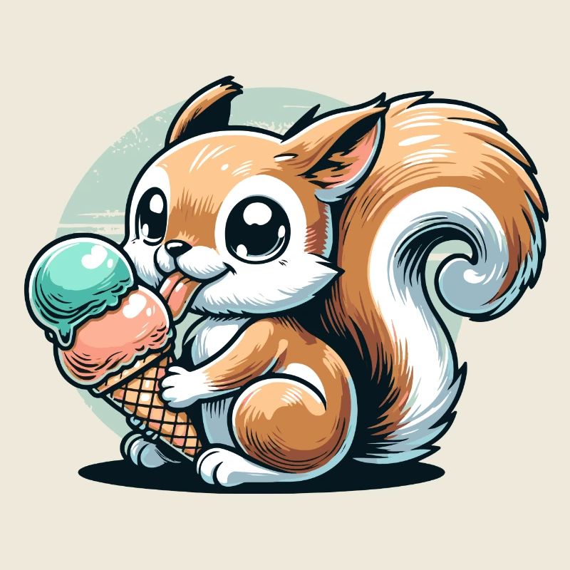 Cute cartoon squirrel with ice cream