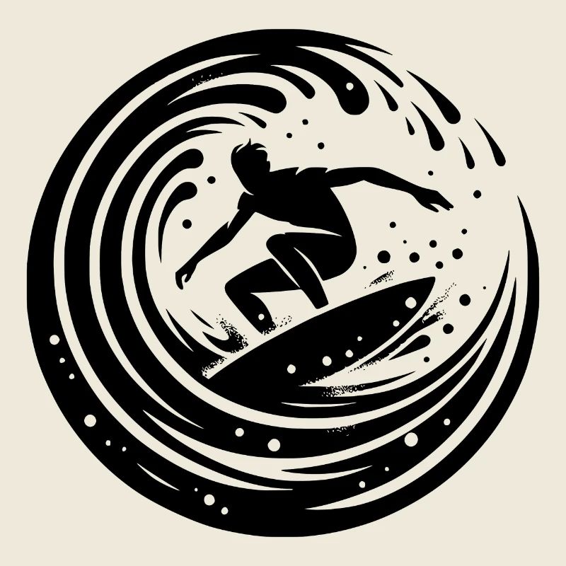 Sportlicher Surfer der in der Welle surft
