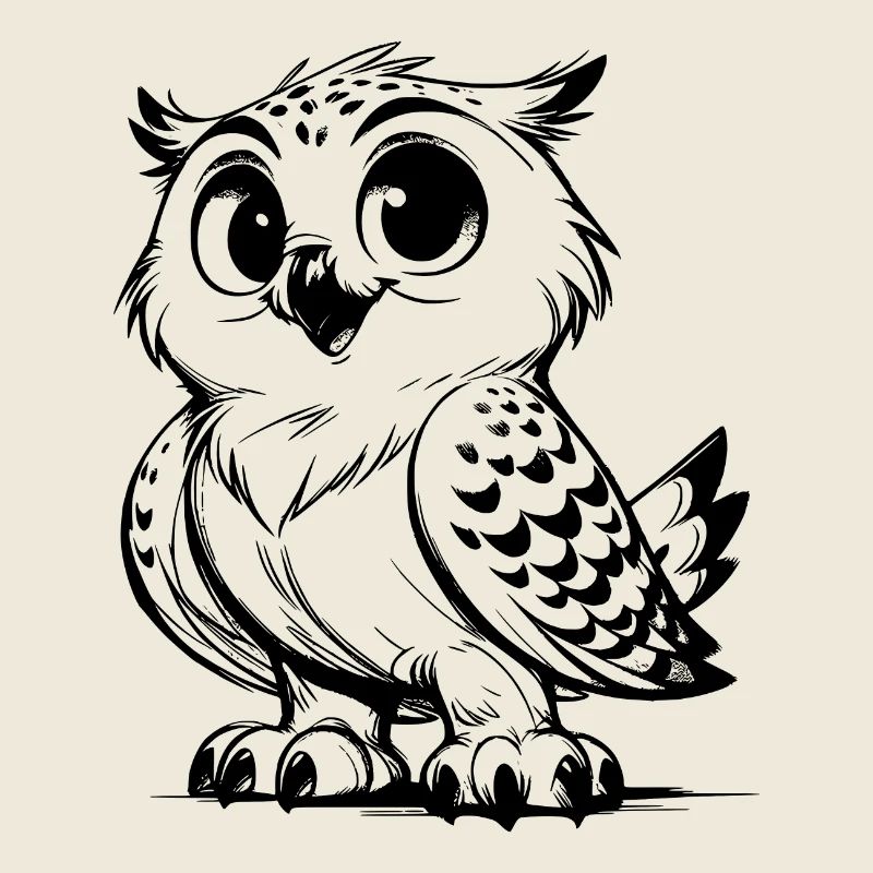 Cute Baby Owl Pencil Sketch