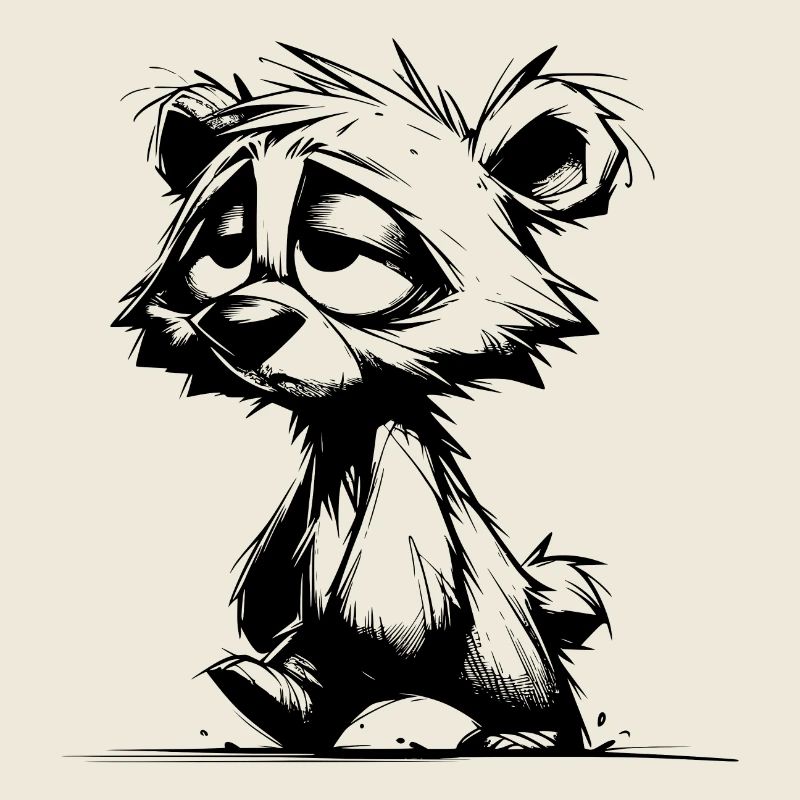 Fuzzy sleeping tired bear sketch