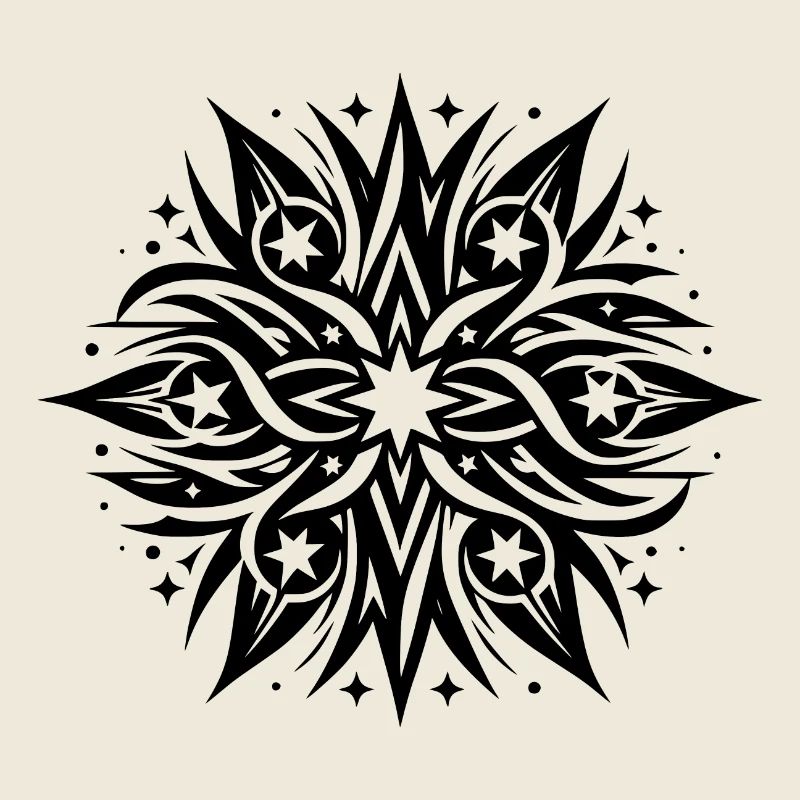Fancy Stars Composition Tattoo Style