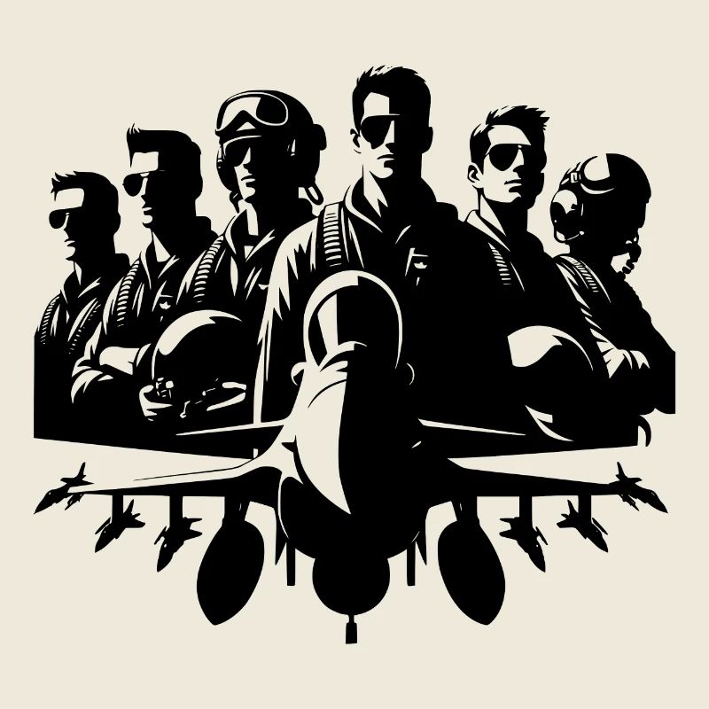 Cool aviator pilot portrait with airplane