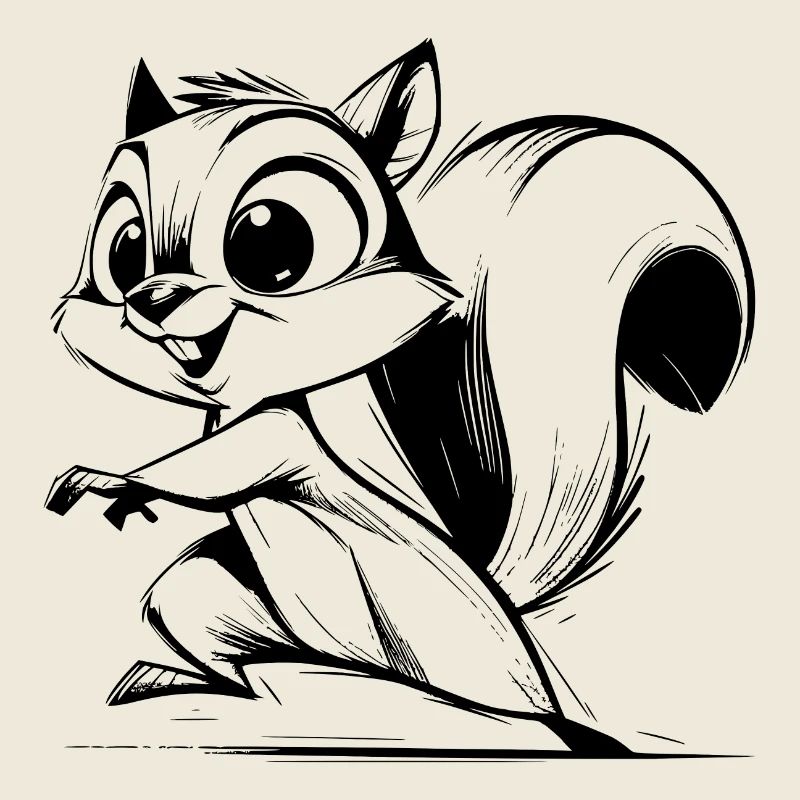 Mignon bébé écureuil dessin au crayon