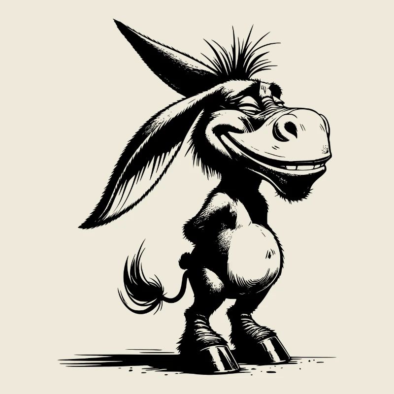 Donkey Cartoon Smiling Grinning Long Ear