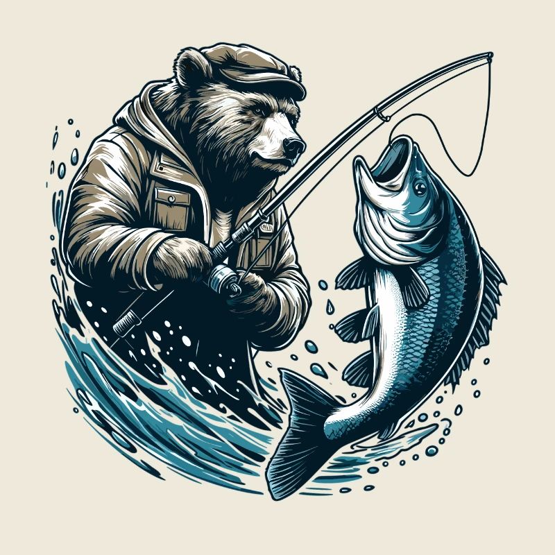 Bear Fishing Angler Fish Gift