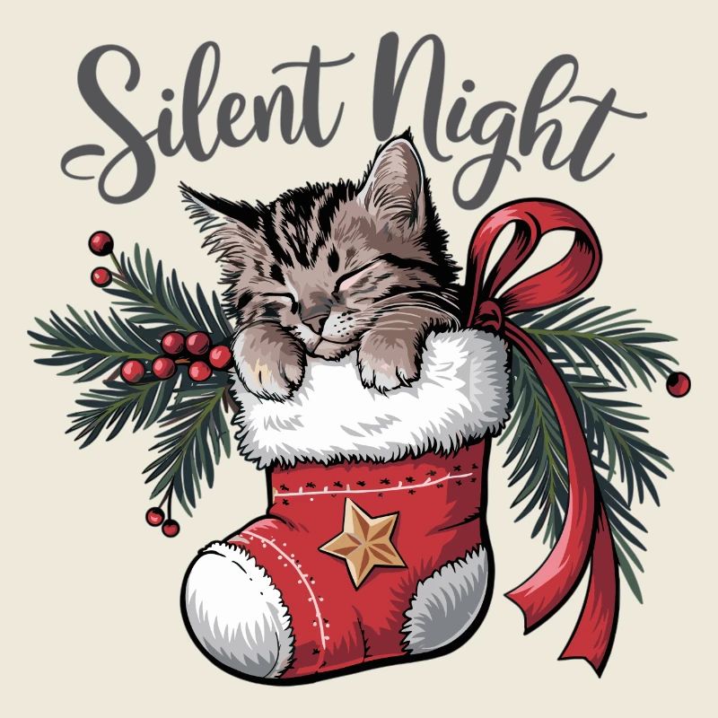 Douce nuit – Chaton en bas de Noël