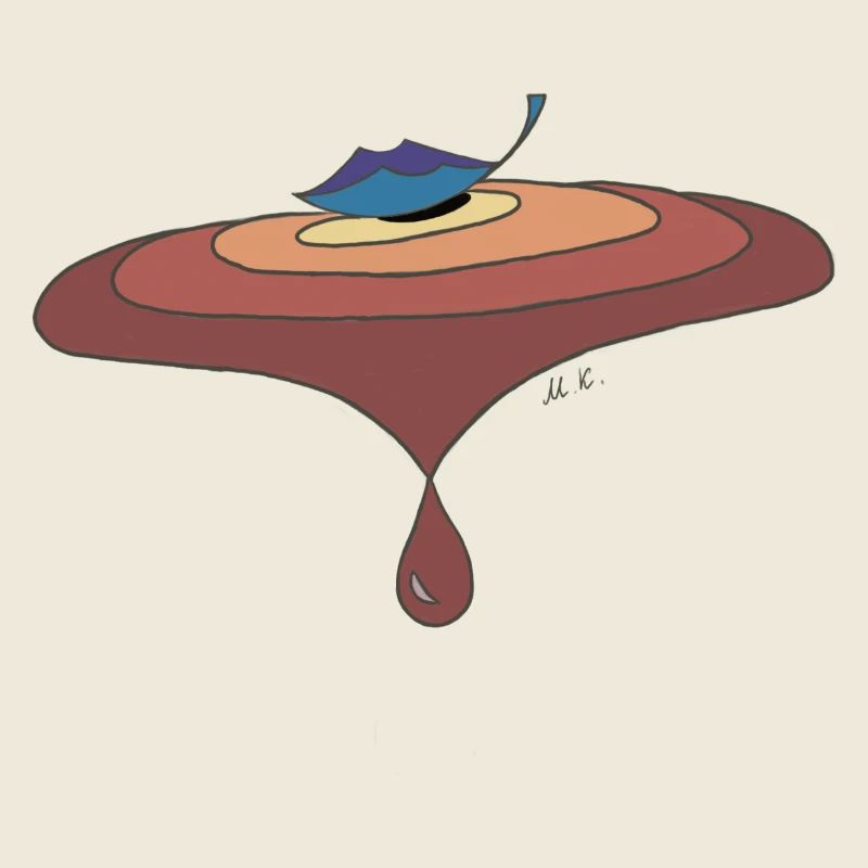 Leaf on the water with drops