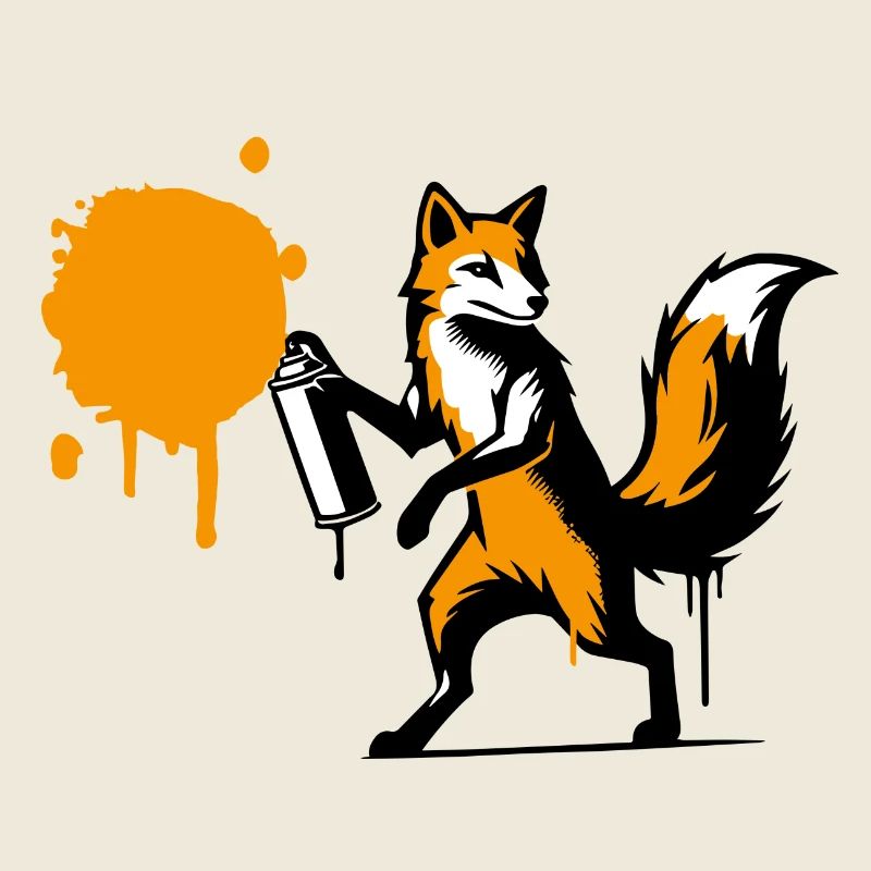 Graffiti fox in creative stencil style