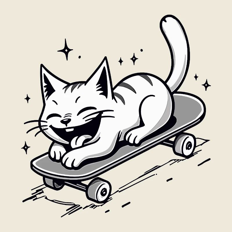 Skateboarder Skater Cat Skateboard Skating