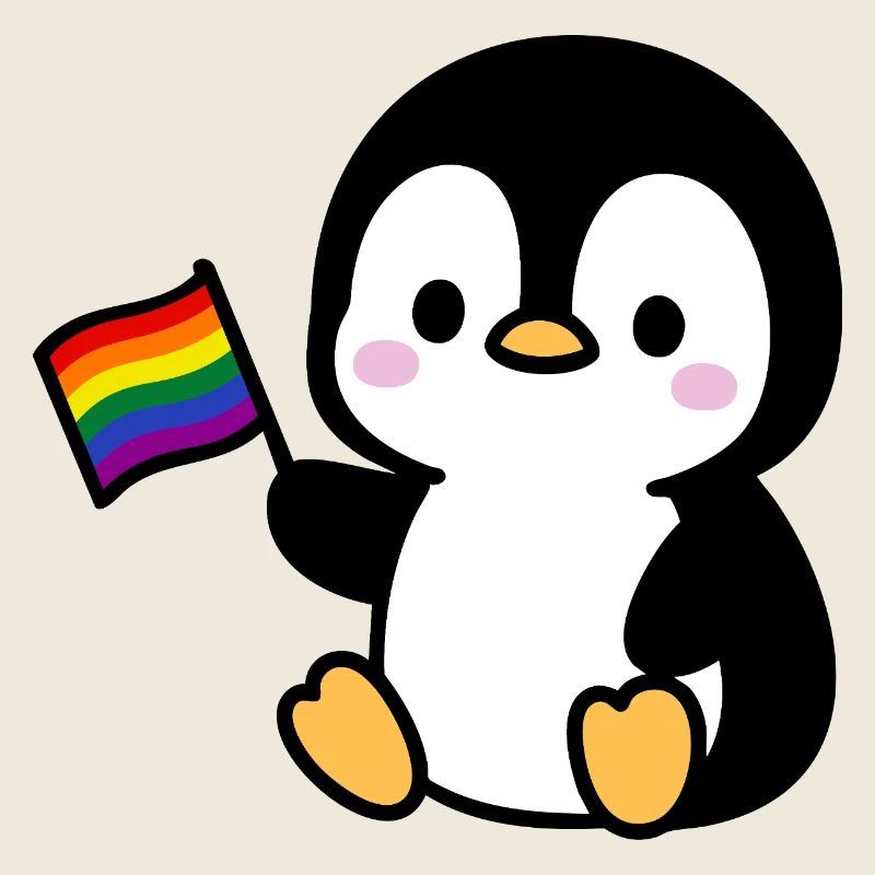 Pingouin avec drapeau arc-en-ciel