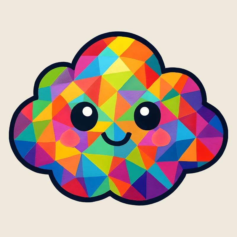 WPAP Polygon Kawaii Style Baby Cloud