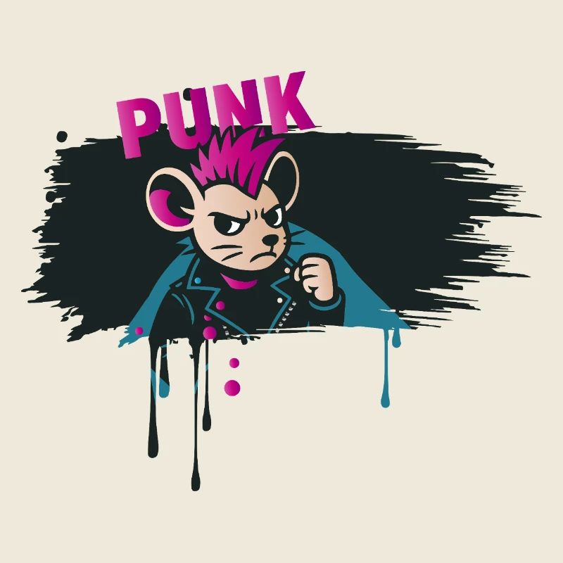 Punk Mouse with Mohawk and Leather Jacket