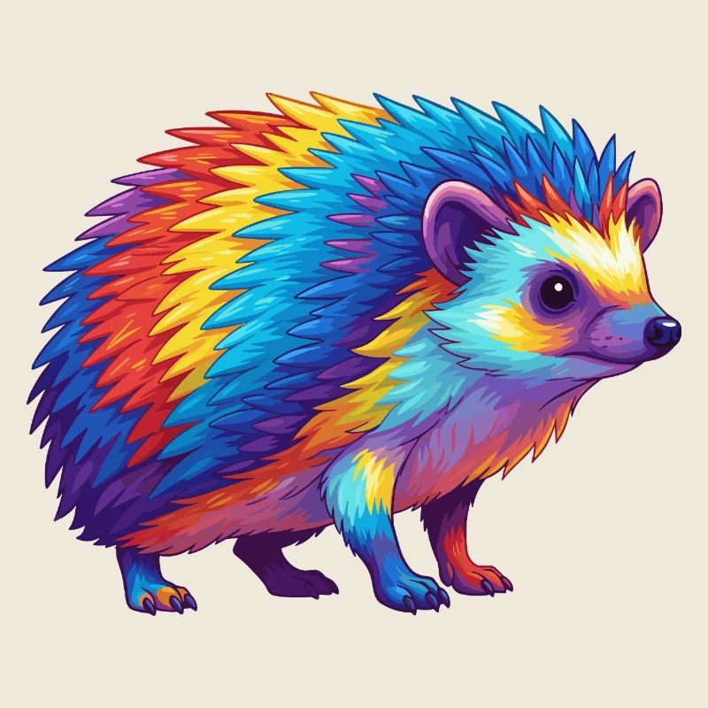Buntes Igelregenbogen-Pop-Art-Aquarell