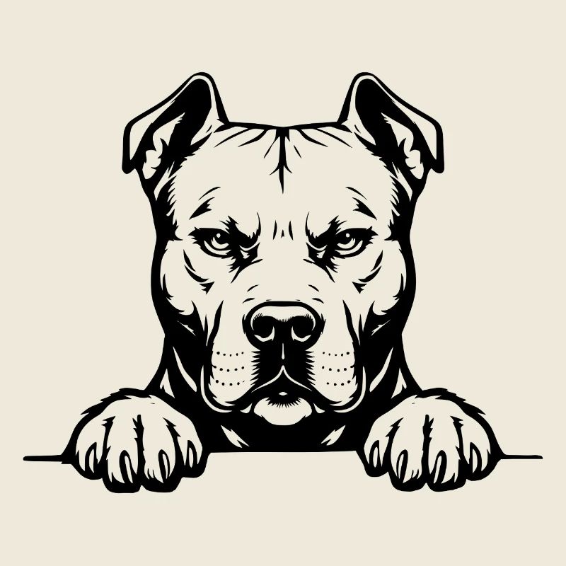 Pitbull Kopf mit Pfoten