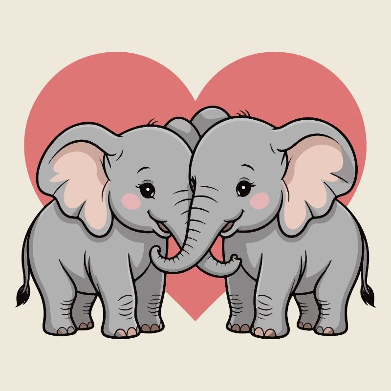 Elephant Couple Heart
