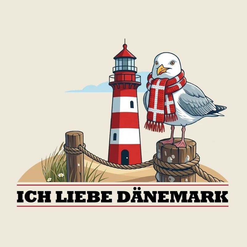 Leuchtturm Möwe mit Schal
