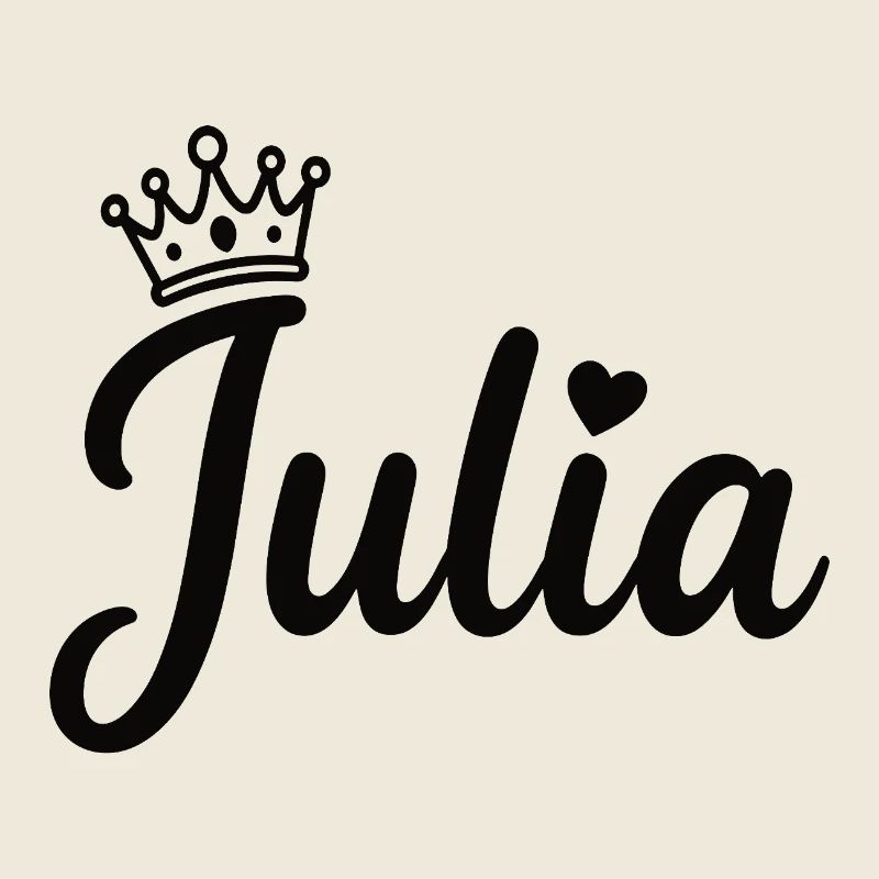 Juliet Name Crown Heart Calligraphy Personalized