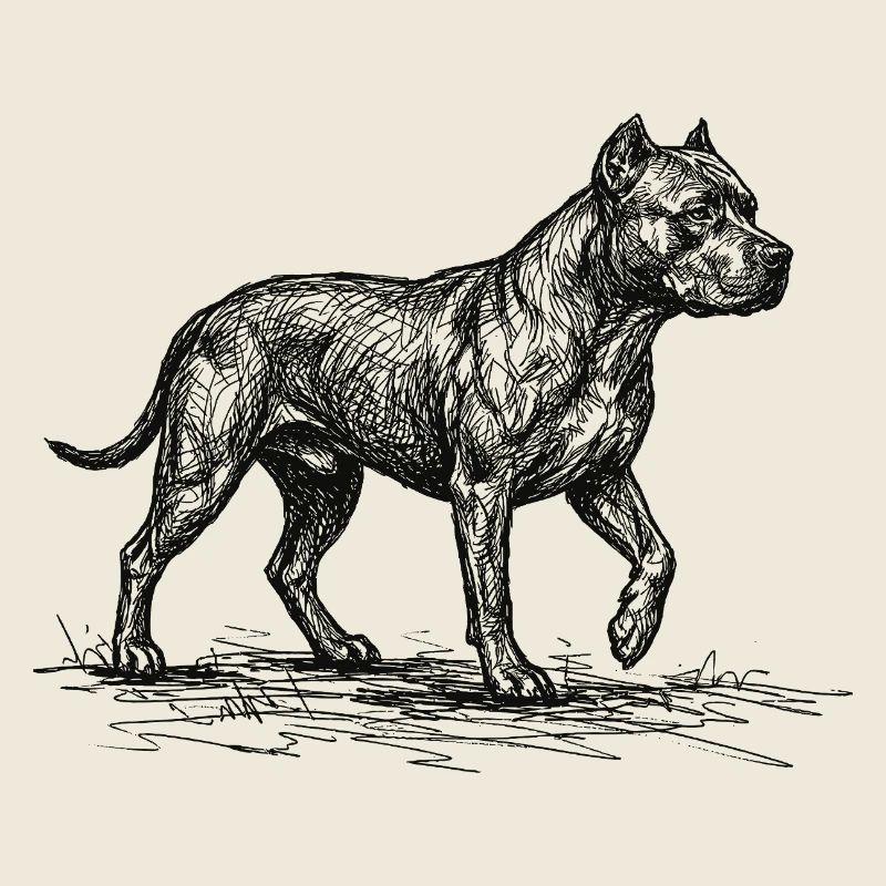 Pitbull Sketch – Minimalist Dog Design