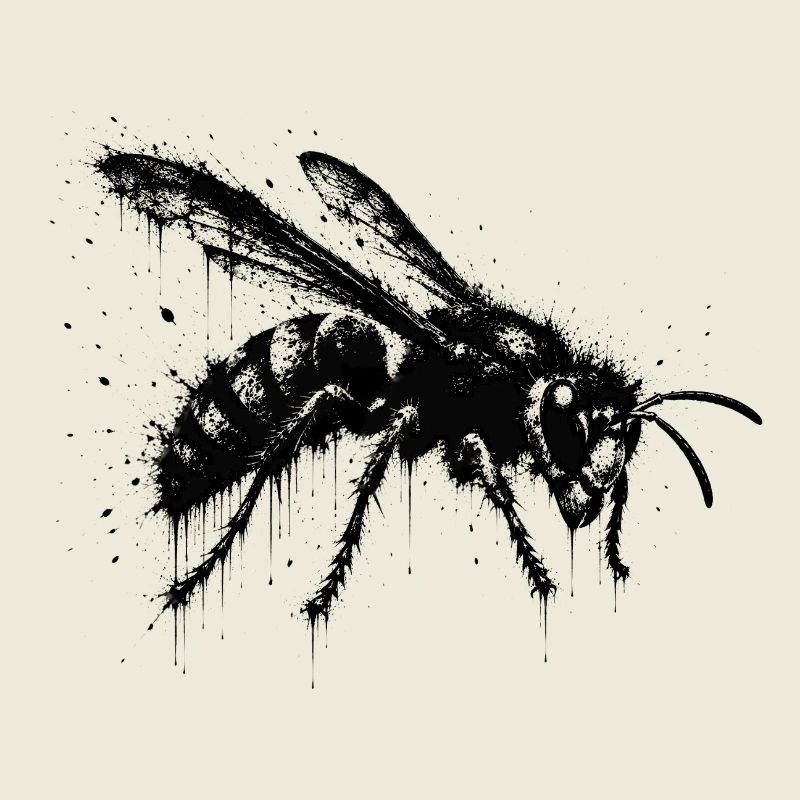 Silhouette der asiatischen Hornisse Splatter