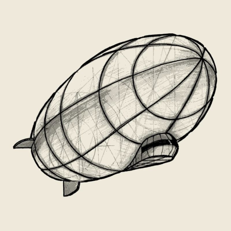 Zeppelin dessinant la perspective