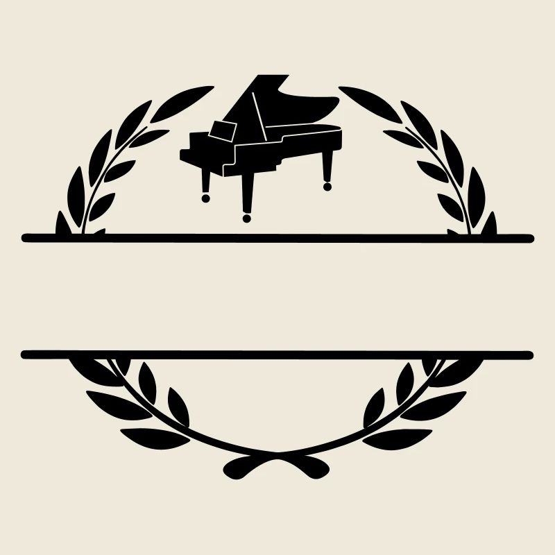 Piano in laurel wreath monogram