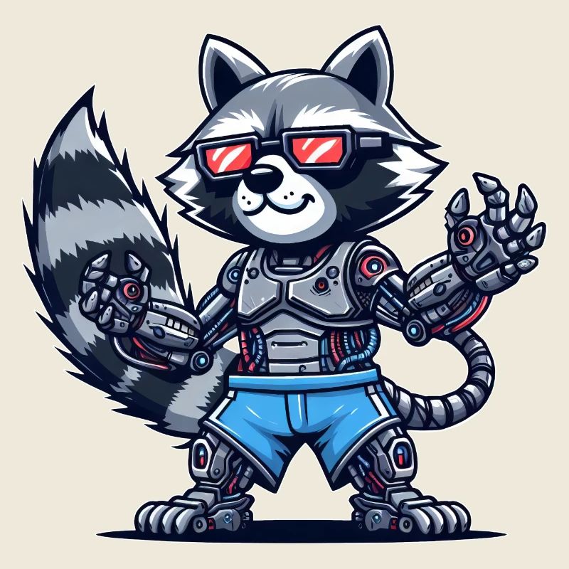 Conception de robot cyborg raton laveur