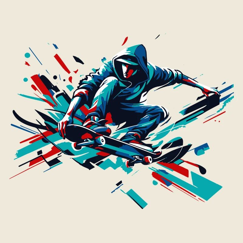 Lebendiges buntes Motiv eines Skaters