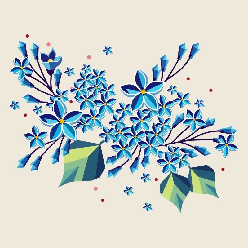 Branche de lilas – des tons bleus élégants dans un design moderne