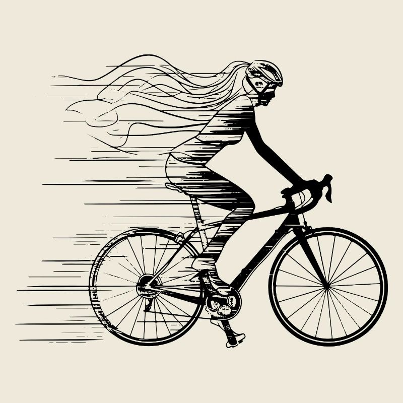 Dessin au trait de cycliste féminine