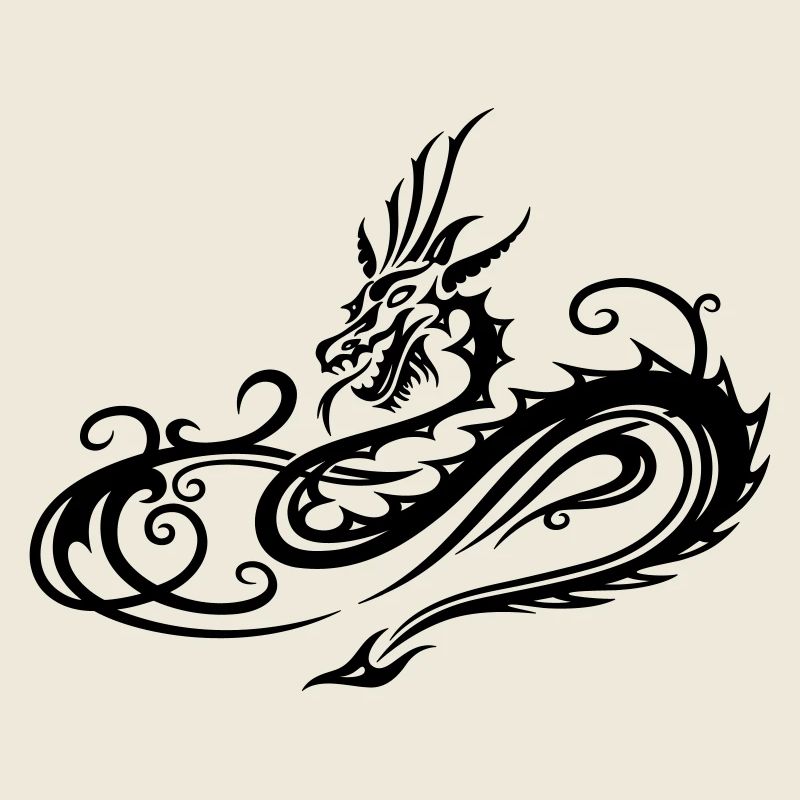 Tribal dragon in heart shape motif