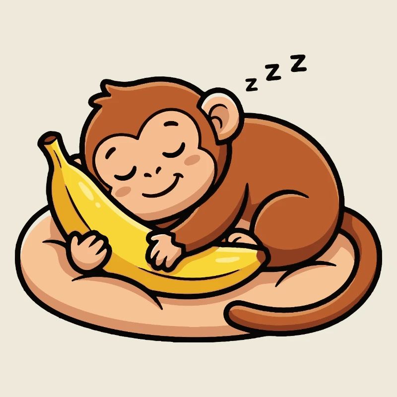 Schlafender Affe mit Banane