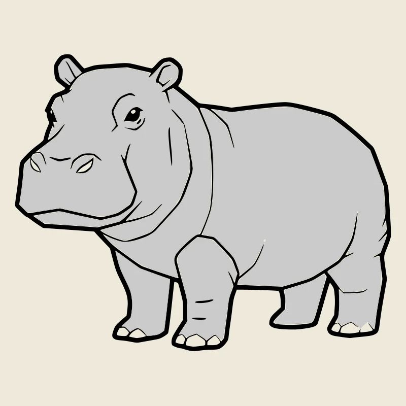 Nilpferd Stehend Comic Tier Zoo