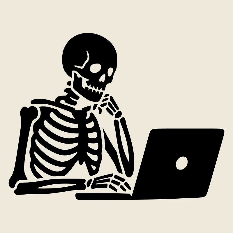 Skeleton on laptop computer