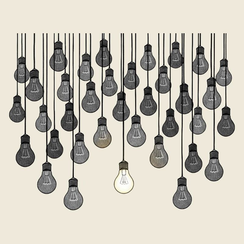 Grey bulb array with unique brightness